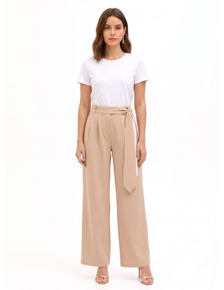 Pantalon palazzo en polyviscose avec ceinture à nouer intégrée Rinascimento
