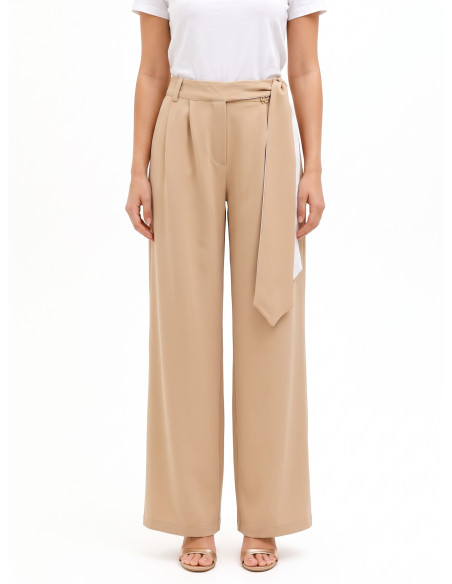 Pantalon palazzo en polyviscose avec ceinture à nouer intégrée Rinascimento