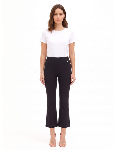 Cropped flared broek van een viscosemix met elastische taille Rinascimento