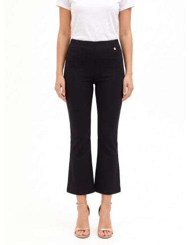 Pantalon flare court en viscose mélangée avec taille élastiquée Rinascimento