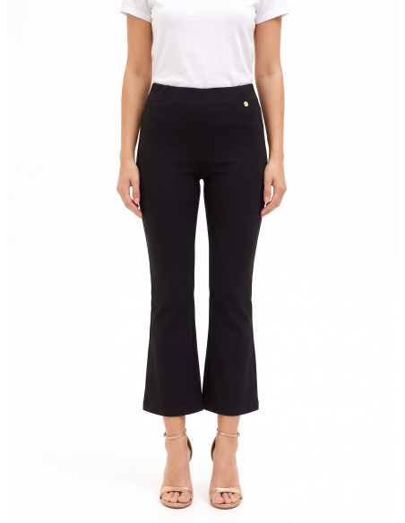 Pantalon flare court en viscose mélangée avec taille élastiquée Rinascimento