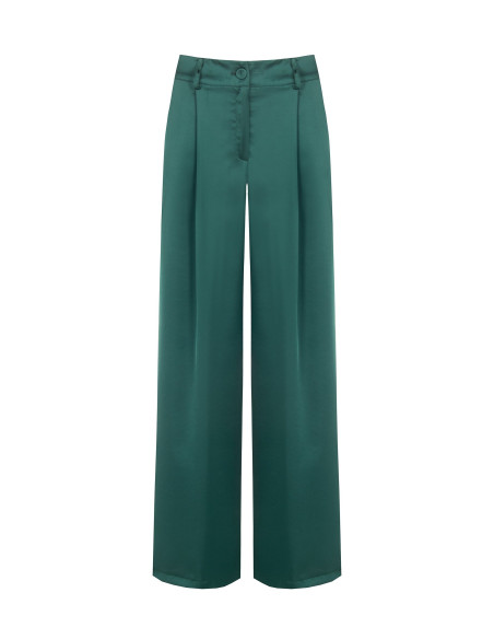 Palazzo-trousers van satijn met zakken en plooien Rinascimento