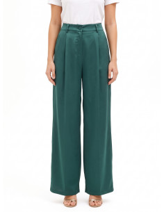 Pantalon palazzo en satin avec poches et pinces Rinascimento
