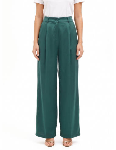 Pantalon palazzo en satin avec poches et pinces Rinascimento