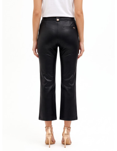 Pantalon cropped en néoprène léger satiné effet cuir avec poches Rinascimento