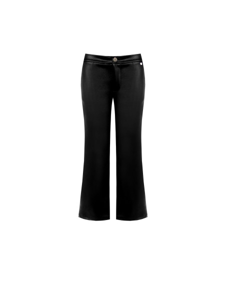Pantalon cropped en néoprène léger satiné effet cuir avec poches Rinascimento