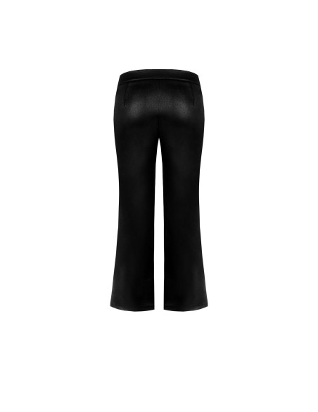 Cropped broek van licht neopreen met satijnglans, lederlook en zakken Rinascimento