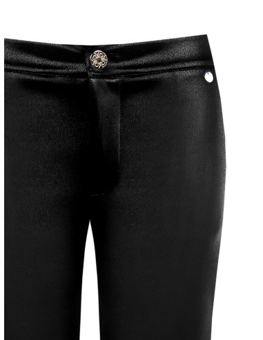 Pantalon cropped en néoprène léger satiné effet cuir avec poches Rinascimento
