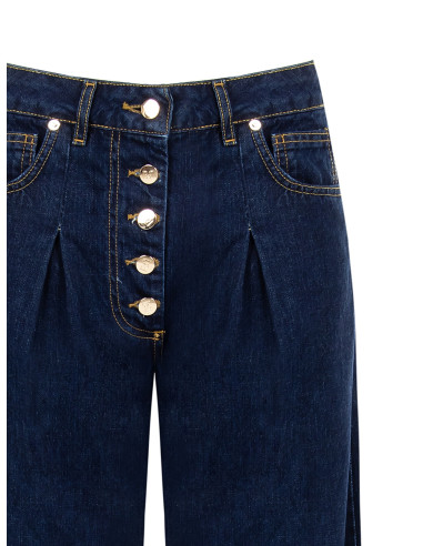 Wide-leg jeans met plooien Rinascimento