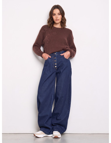 Wide-leg jeans met plooien Rinascimento