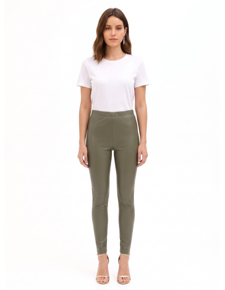 Leggings effet cuir avec élastique à la taille Rinascimento