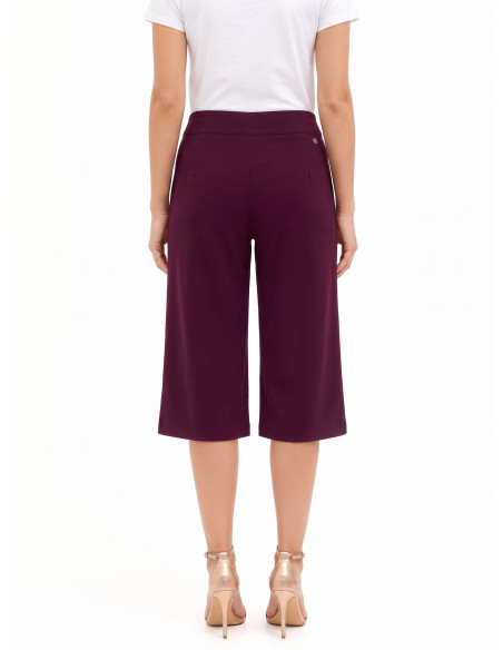 Pantalon cropped en tissu structuré extensible avec poches et fermeture éclair latérale Rinascimento