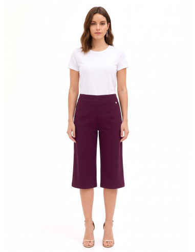 Cropped broek van elastische, gestructureerde stof met zakken en zijrits Rinascimento