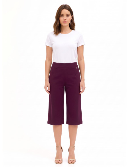 Pantalon cropped en tissu structuré extensible avec poches et fermeture éclair latérale Rinascimento