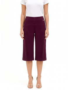 Pantalon cropped en tissu structuré extensible avec poches et fermeture éclair latérale Rinascimento