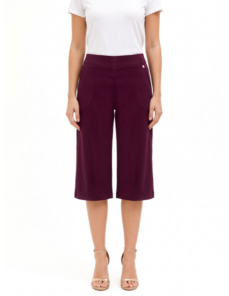 Pantalon cropped en tissu structuré extensible avec poches et fermeture éclair latérale Rinascimento