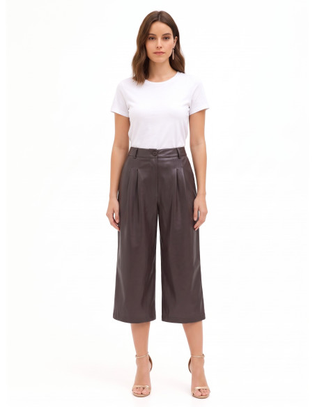 Pantalon cropped en similicuir avec double pince Rinascimento