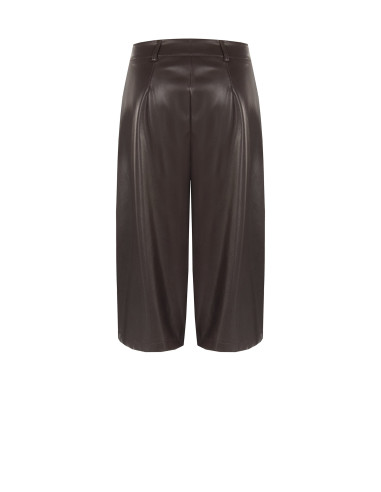 Cropped broek van imitatieleer met dubbele plooien Rinascimento
