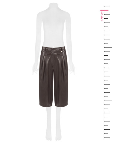 Cropped broek van imitatieleer met dubbele plooien Rinascimento