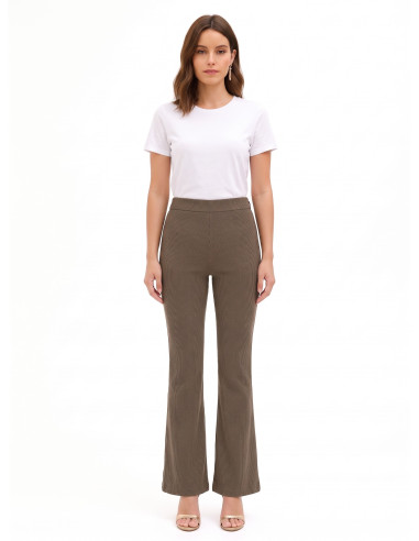 Pantalon évasé en velours côtelé fin avec fermeture éclair latérale Rinascimento