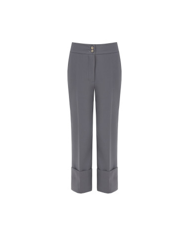 Pantalon large en polyviscose avec maxi revers Rinascimento