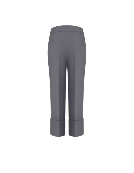 Pantalon large en polyviscose avec maxi revers Rinascimento