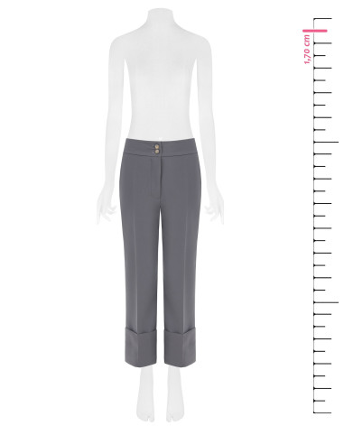 Pantalon large en polyviscose avec maxi revers Rinascimento