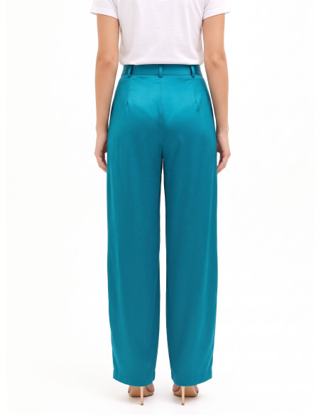 Pantalon palazzo en satin avec poches plissées Rinascimento