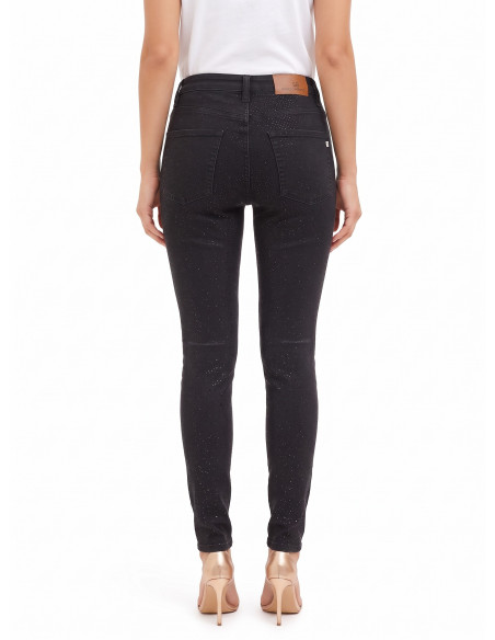 Skinny jeans met stretch en pailletten aan de voorkant Rinascimento
