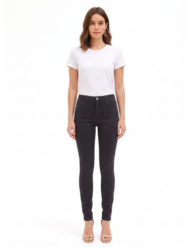 Skinny jeans met stretch en pailletten aan de voorkant Rinascimento