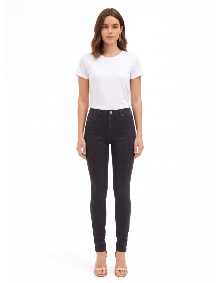 Jean skinny extensible recouvert de paillettes sur le devant Rinascimento