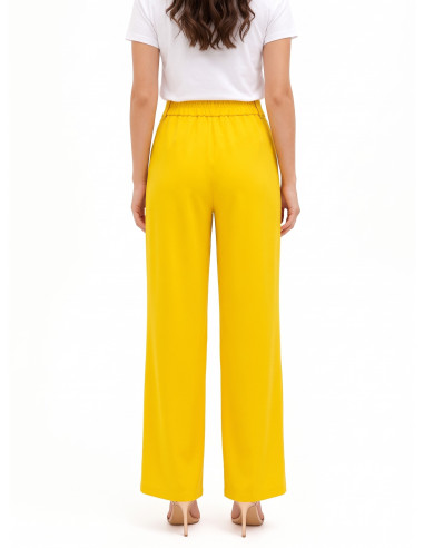 Pantalon palazzo en tissu cady avec pinces et élastique au dos Rinascimento
