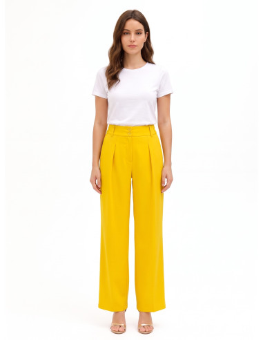 Pantalon palazzo en tissu cady avec pinces et élastique au dos Rinascimento