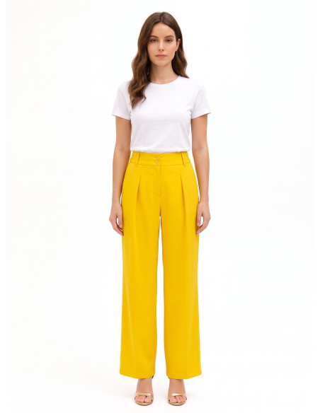 Pantalon palazzo en tissu cady avec pinces et élastique au dos Rinascimento