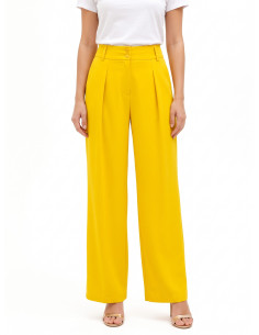 Pantalon palazzo en tissu cady avec pinces et élastique au dos Rinascimento