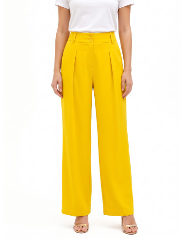 Pantalon palazzo en tissu cady avec pinces et élastique au dos Rinascimento
