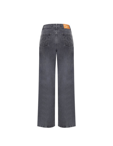 Jean straight délavé avec motif léopard en strass sur le devant Rinascimento