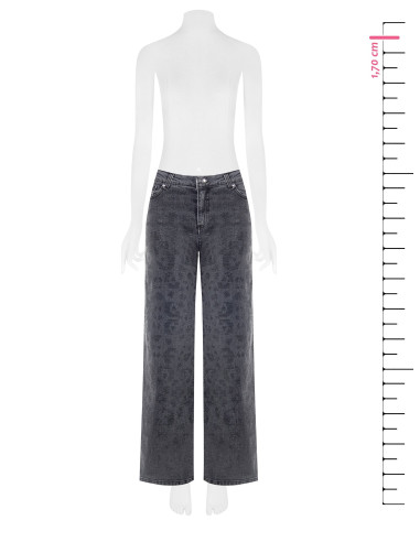 Jean straight délavé avec motif léopard en strass sur le devant Rinascimento