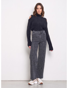 Straight jeans met vervaagd strassvlekkenmotief aan de voorkant Rinascimento