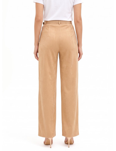 Pantalon palazzo en mélange de viscose effet velours avec fermeture éclair latérale Rinascimento