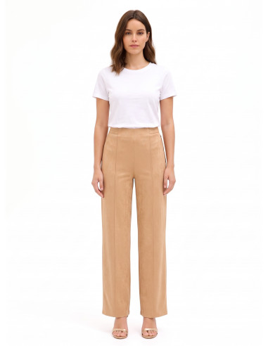 Pantalon palazzo en mélange de viscose effet velours avec fermeture éclair latérale Rinascimento