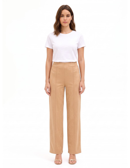 Pantalon palazzo en mélange de viscose effet velours avec fermeture éclair latérale Rinascimento