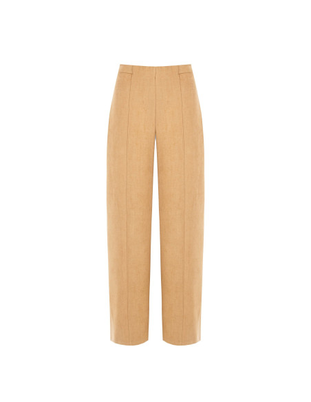 Pantalon palazzo en mélange de viscose effet velours avec fermeture éclair latérale Rinascimento
