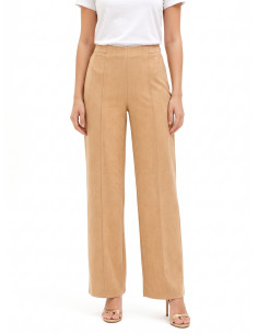 Pantalon palazzo en mélange de viscose effet velours avec fermeture éclair latérale Rinascimento