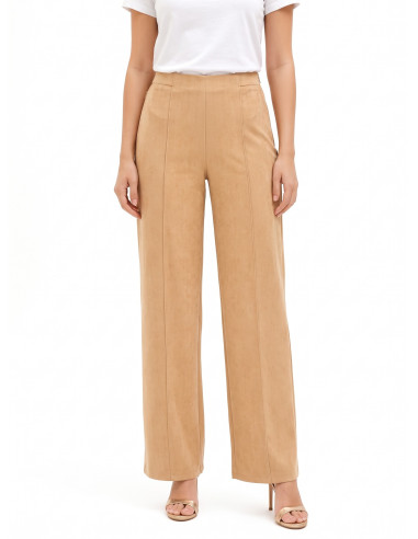 Pantalon palazzo en mélange de viscose effet velours avec fermeture éclair latérale Rinascimento