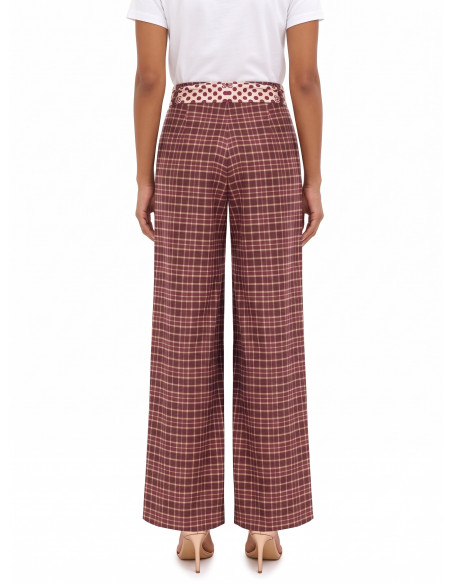 Pantalon palazzo style patchwork avec foulard logotypé à la taille Rinascimento