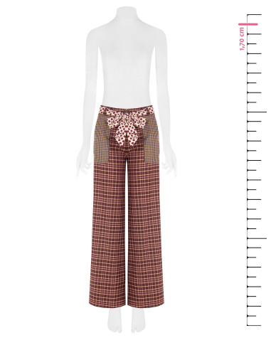 Pantalon palazzo style patchwork avec foulard logotypé à la taille Rinascimento