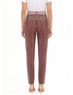 Pantalon droit style patchwork en viscose mélangée avec foulard logotypé à la taille Rinascimento 2