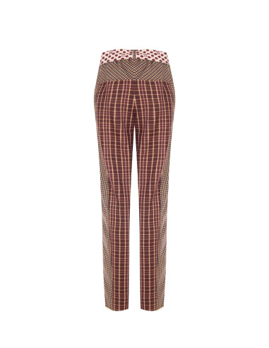 Pantalon droit style patchwork en viscose mélangée avec foulard logotypé à la taille Rinascimento
