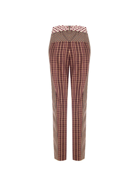 Pantalon droit style patchwork en viscose mélangée avec foulard logotypé à la taille Rinascimento